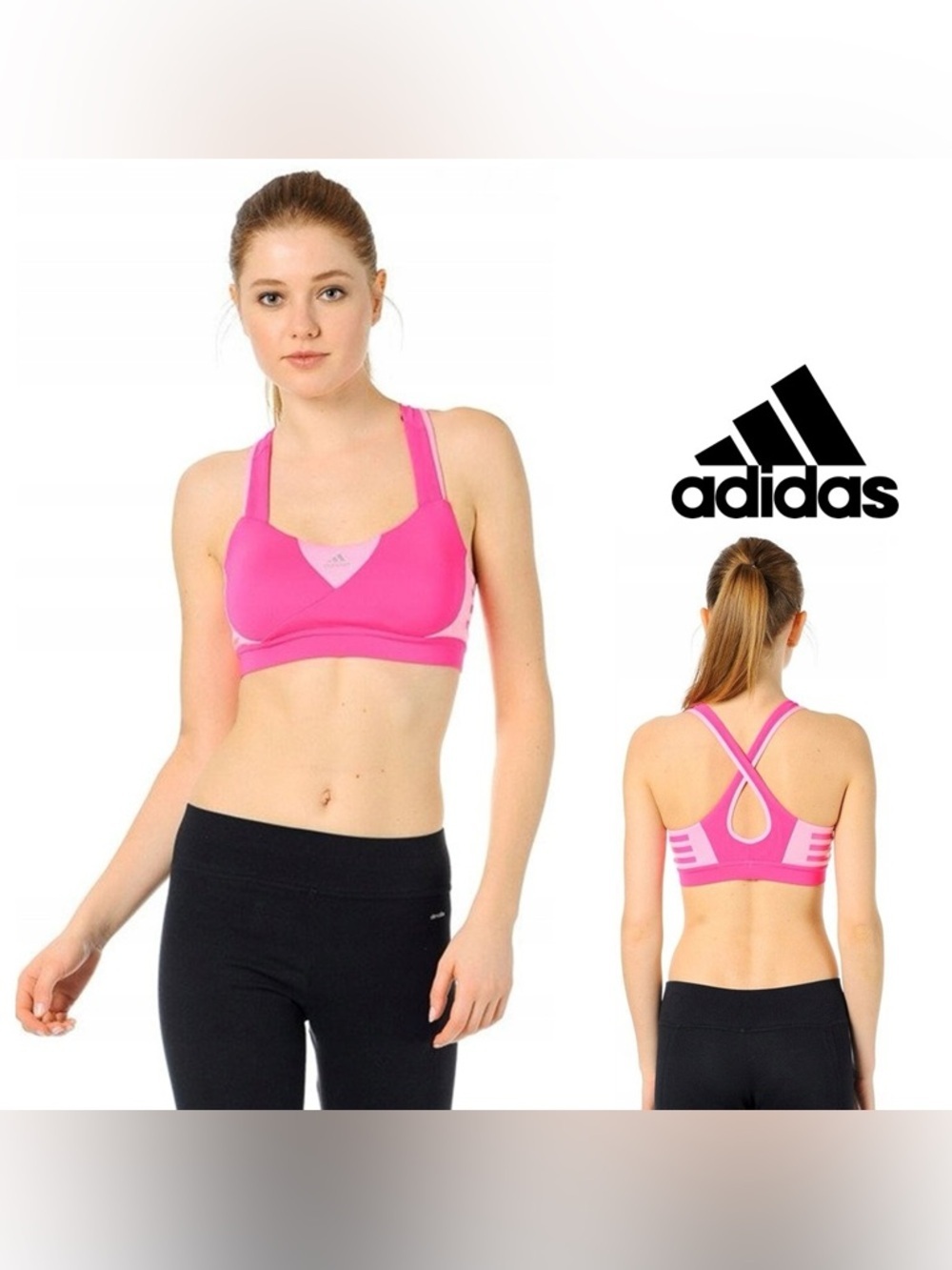 Like New Adidas Techfit Shock Pink GT SN Three Stripe Sports Bra